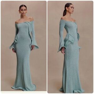 Lurex Knit Maxi Dress - Aqua